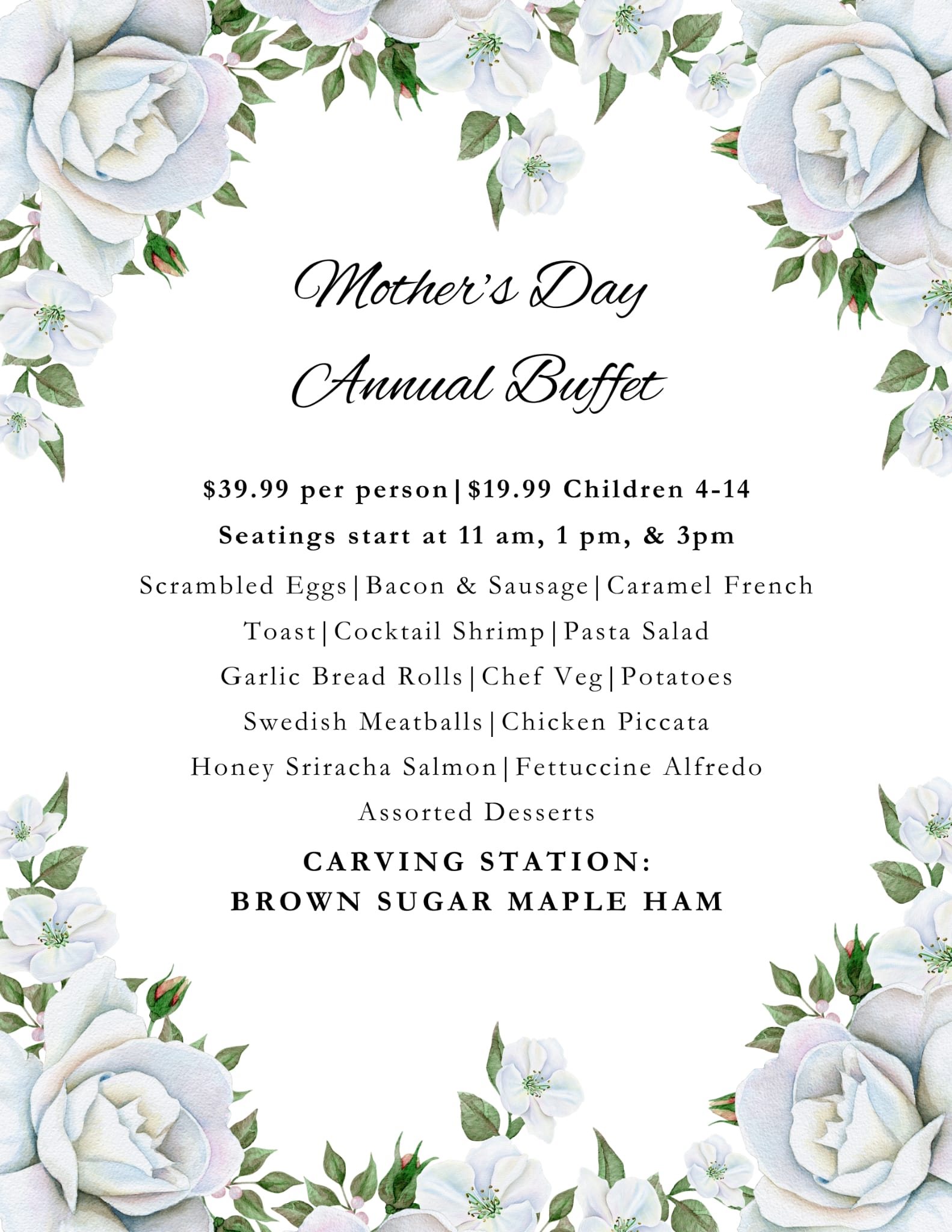 Mother's Day Menu